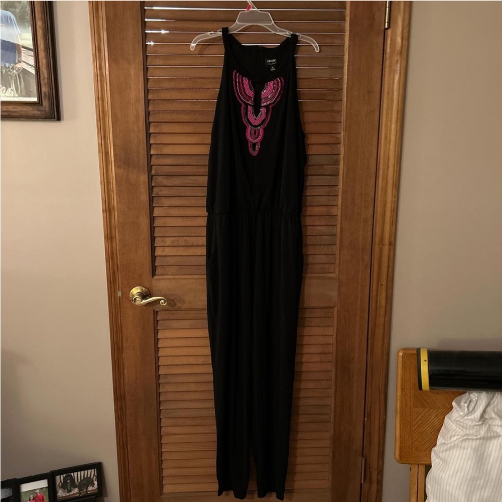 Nicole Miller Black Jumpsuit with Pink Accents